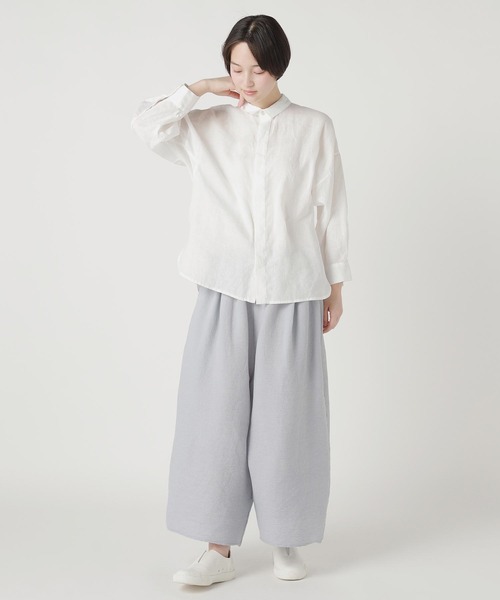 Plantation（プランテーション）の「リネンキャンブリック / P（シャツ/ブラウス・レディース・ホワイト/ブラック・M size）」の3枚目の写真