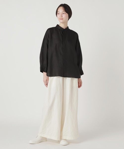 Plantation（プランテーション）の「リネンキャンブリック / P（シャツ/ブラウス・レディース・ホワイト/ブラック・M size）」の4枚目の写真