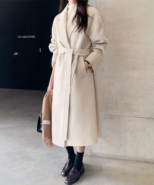 ReRe（リリ）の「シンプルプレーンロングチェスターコート（チェスターコート・レディース・ブラック/キャメル/オフホワイト・FREE）」の10枚目の写真