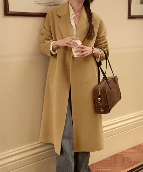 ReRe（リリ）の「シンプルプレーンロングチェスターコート（チェスターコート・レディース・ブラック/キャメル/オフホワイト・FREE）」の8枚目の写真