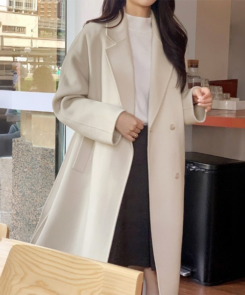 ReRe（リリ）の「シンプルプレーンロングチェスターコート（チェスターコート・レディース・ブラック/キャメル/オフホワイト・FREE）」の14枚目の写真