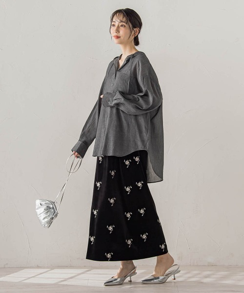 Droite lautreamont(ドロワットロートレアモン)の「シアーデニムフードオーバーシャツ(シャツ/ブラウス・レディース・ブルー/ブラック・M)」の10枚目の写真