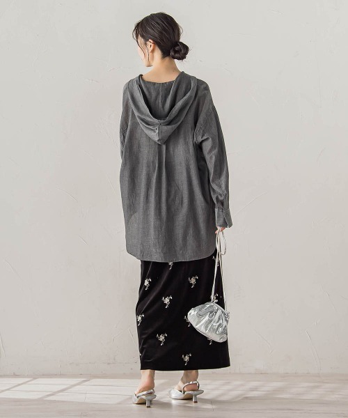 Droite lautreamont(ドロワットロートレアモン)の「シアーデニムフードオーバーシャツ(シャツ/ブラウス・レディース・ブルー/ブラック・M)」の12枚目の写真