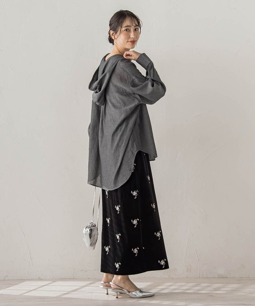 Droite lautreamont(ドロワットロートレアモン)の「シアーデニムフードオーバーシャツ(シャツ/ブラウス・レディース・ブルー/ブラック・M)」の11枚目の写真
