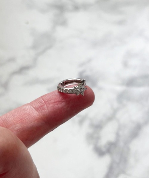 セール】YU-KA:ストーンフラワーフープピアス Stone Flower Hoop