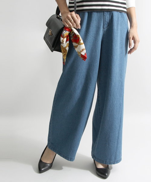 WEGO（ウィゴー）の「WEGO/タックワイドパンツ（その他パンツ・レディース・カーキ/ベージュ/ダークインディゴブルー・FREE）」の3枚目の写真