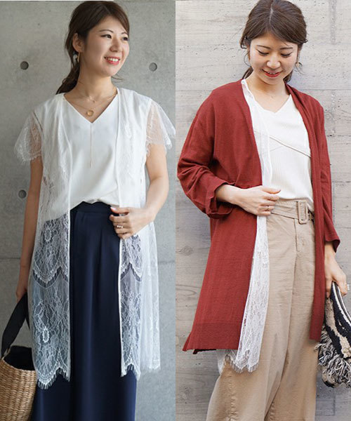 laboratory work(ラボラトリーワーク)の「レースガウン付 ロングニットカーディガン(カーディガン/ボレロ・レディース・オフホワイト/ダークオレンジ/ライトカーキ・MEDIUM)」の1枚目の写真