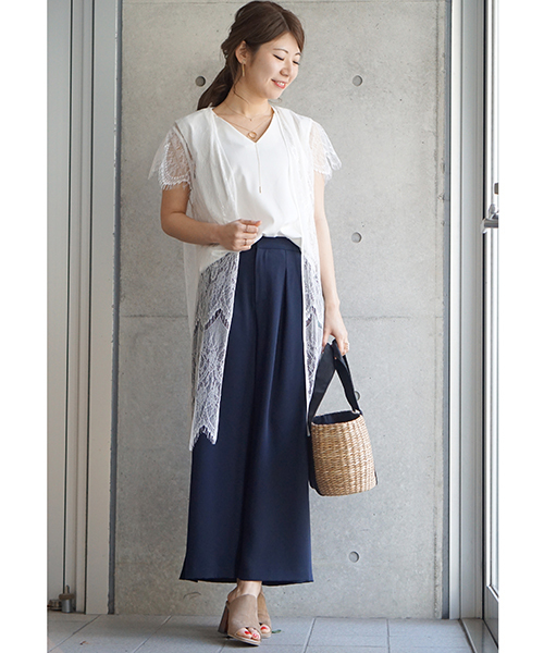 laboratory work(ラボラトリーワーク)の「レースガウン付 ロングニットカーディガン(カーディガン/ボレロ・レディース・オフホワイト/ダークオレンジ/ライトカーキ・MEDIUM)」の13枚目の写真