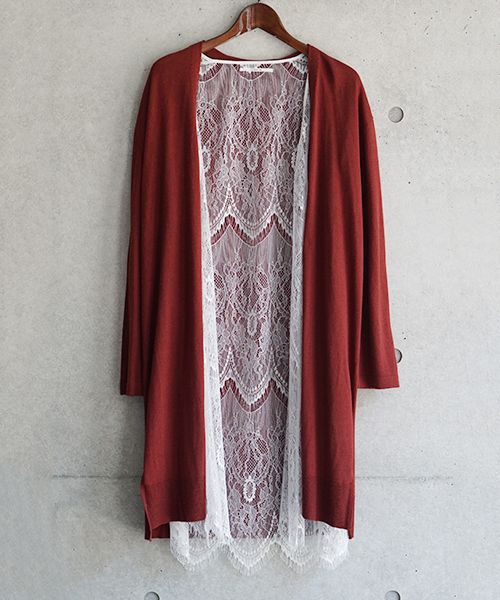 laboratory work(ラボラトリーワーク)の「レースガウン付 ロングニットカーディガン(カーディガン/ボレロ・レディース・オフホワイト/ダークオレンジ/ライトカーキ・MEDIUM)」の17枚目の写真