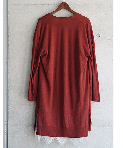 laboratory work(ラボラトリーワーク)の「レースガウン付 ロングニットカーディガン(カーディガン/ボレロ・レディース・オフホワイト/ダークオレンジ/ライトカーキ・MEDIUM)」の8枚目の写真