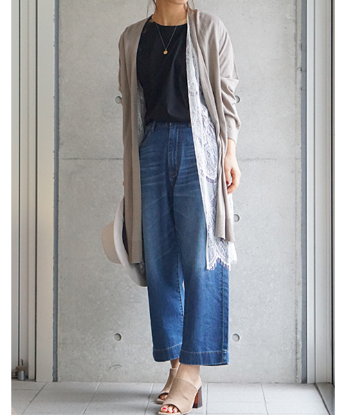 laboratory work(ラボラトリーワーク)の「レースガウン付 ロングニットカーディガン(カーディガン/ボレロ・レディース・オフホワイト/ダークオレンジ/ライトカーキ・MEDIUM)」の20枚目の写真