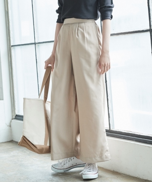 AMERICAN HOLIC(アメリカンホリック)の「・ベーシックワイドパンツ2(その他パンツ・レディース・ブルー系その他2/ライトベージュ/ネイビー/サックスブルー/ブラック/グリーン・L/M)」の3枚目の写真