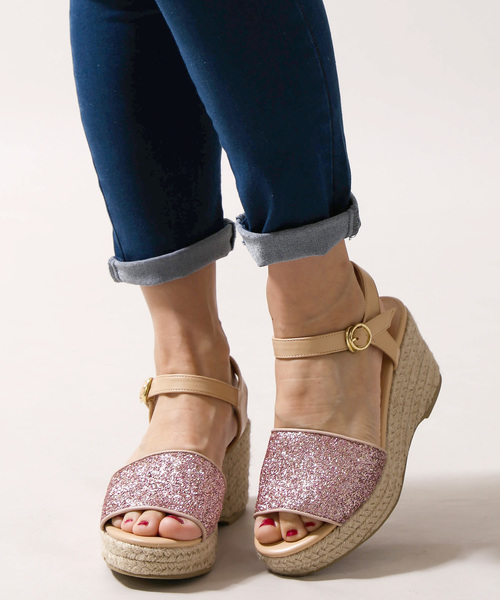 WEGO（ウィゴー）の「WEGO/ジュート底ラメサンダル（サンダル・レディース・ゴールド/ピンク/シルバー・LARGE/MEDIUM）」の2枚目の写真