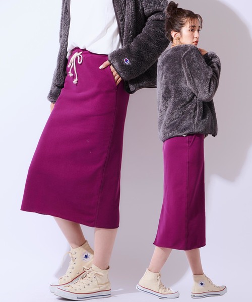 CIAOPANIC（チャオパニック）の「裏毛タイトスカート（スカート・レディース・ブラック/アイボリー/パープル・FREE）」の3枚目の写真