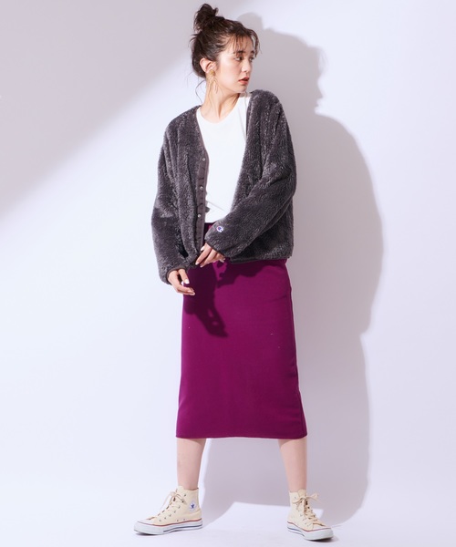 CIAOPANIC（チャオパニック）の「裏毛タイトスカート（スカート・レディース・ブラック/アイボリー/パープル・FREE）」の6枚目の写真