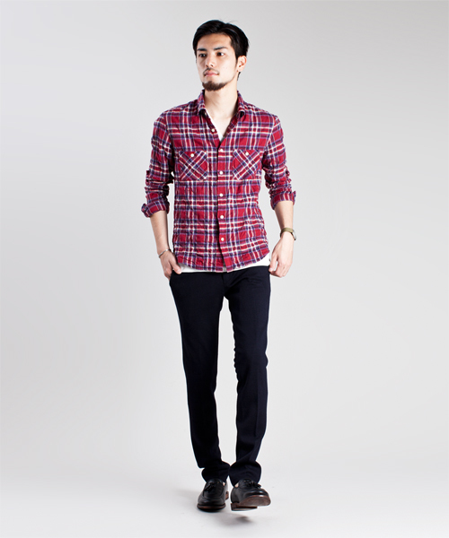 NANO universe（ナノユニバース）の「ナチュラルストレッチマドラスL/S（シャツ/ブラウス・メンズ・インディゴブルー/ブルー系その他/パープル/レッド・MEDIUM/LARGE）」の15枚目の写真