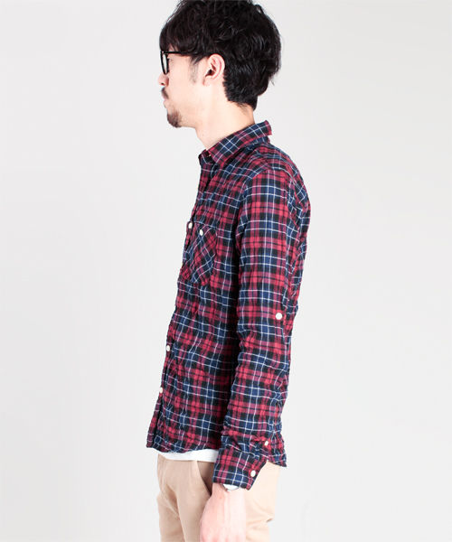 NANO universe（ナノユニバース）の「ナチュラルストレッチマドラスL/S（シャツ/ブラウス・メンズ・インディゴブルー/ブルー系その他/パープル/レッド・MEDIUM/LARGE）」の5枚目の写真