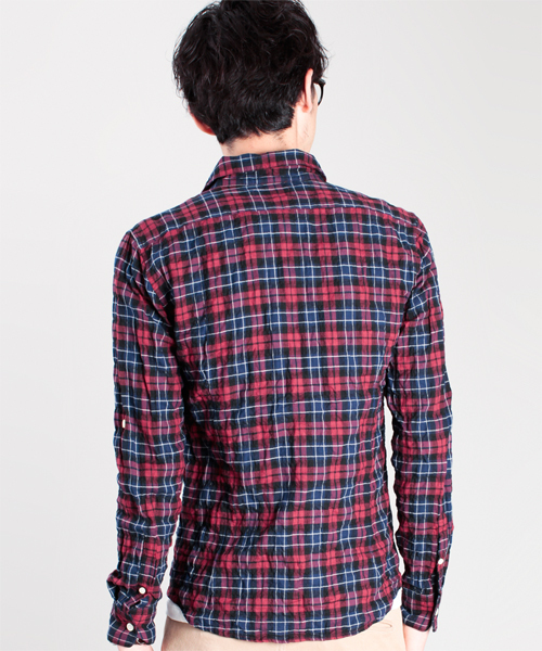 NANO universe（ナノユニバース）の「ナチュラルストレッチマドラスL/S（シャツ/ブラウス・メンズ・インディゴブルー/ブルー系その他/パープル/レッド・MEDIUM/LARGE）」の6枚目の写真