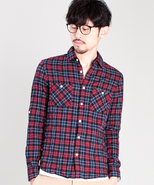 NANO universe（ナノユニバース）の「ナチュラルストレッチマドラスL/S（シャツ/ブラウス・メンズ・インディゴブルー/ブルー系その他/パープル/レッド・MEDIUM/LARGE）」の7枚目の写真