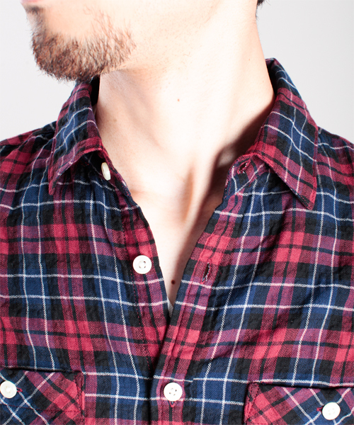 NANO universe（ナノユニバース）の「ナチュラルストレッチマドラスL/S（シャツ/ブラウス・メンズ・インディゴブルー/ブルー系その他/パープル/レッド・MEDIUM/LARGE）」の8枚目の写真