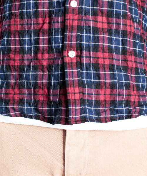 NANO universe（ナノユニバース）の「ナチュラルストレッチマドラスL/S（シャツ/ブラウス・メンズ・インディゴブルー/ブルー系その他/パープル/レッド・MEDIUM/LARGE）」の10枚目の写真