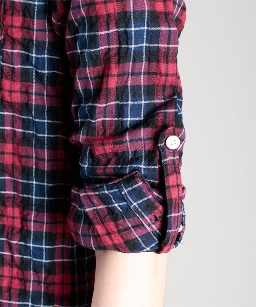 NANO universe（ナノユニバース）の「ナチュラルストレッチマドラスL/S（シャツ/ブラウス・メンズ・インディゴブルー/ブルー系その他/パープル/レッド・MEDIUM/LARGE）」の13枚目の写真