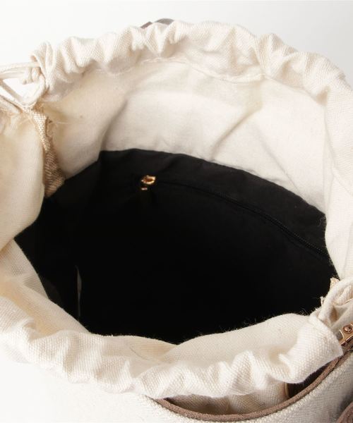 KOBE LETTUCE（コウベレタス）の「ショルダー付き2Wayシンプルバケツバッグ＊レディース/ショルダーバッグ/ハンドバッグ[B1195]神戸レタス（ハンドバッグ・レディース・グレイッシュベージュ/ブラック・FREE）」の4枚目の写真