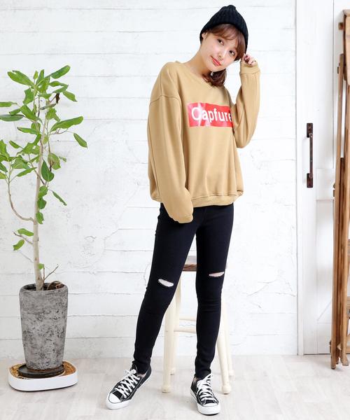 Girly Doll（ガーリードール）の「オーバーサイズビックロゴスウェット（スウェット・レディース・グリーン/グレー系その他/ブラウン系その他/グリーン系その他/ブラック/モカ/レッド系その他/グレー/ボルドー/ブラック系その他・FREE）」の21枚目の写真