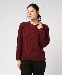 ケーブル編み クルーネックニット