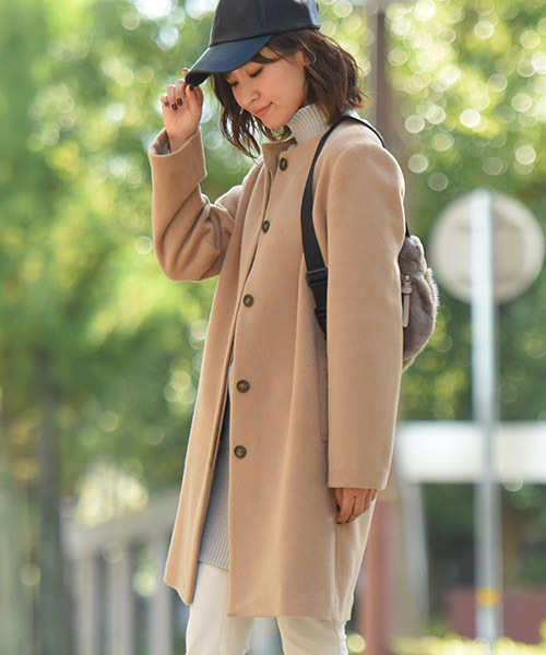 SHIZUKA KOMURO ブラウン ノーカラー コート　アンゴラ　毛 SHIZUKA KOMURO ブラウン ノーカラー コート アンゴラ 毛 | Shop