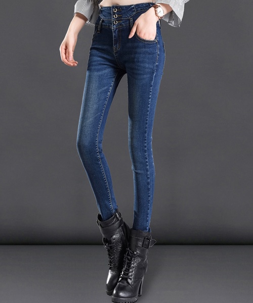 デニムパンツ ジーンズ 裏起毛有/無 2色 28-42seize 24zm1288 裏微起毛 ] XXS～Lサイズ 選べるサイズのハイライズストレート
