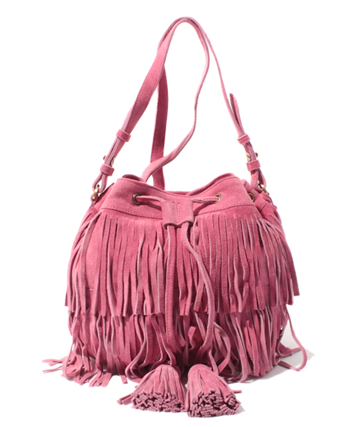 laule'a sunny side store(ラウレアサニーサイドストア)の「フリンジ巾着Bag(ショルダーバッグ・レディース・ピンク/キャメル/ターコイズブルー・FREE)」の3枚目の写真