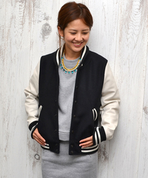 AMERICAN RAG CIE | レザー×メルトンスタジャン/213-GTR-L141-BL015(スタジャン)