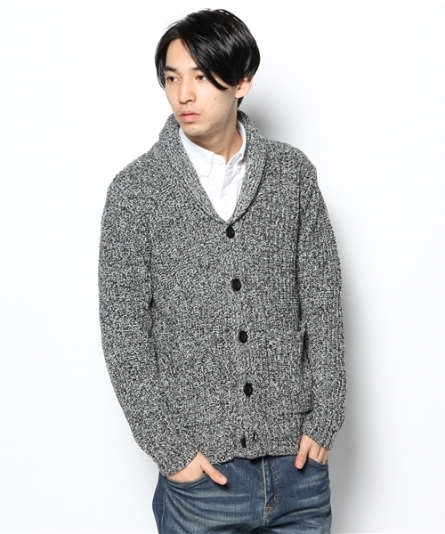 WEGO（ウィゴー）の「WEGO/ABヤーン片畦ショールカーディガン（カーディガン/ボレロ・メンズ・ブラック/グレー/ベージュ/ワイン・LARGE/MEDIUM）」の3枚目の写真