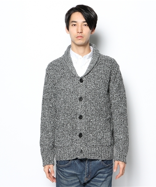 WEGO（ウィゴー）の「WEGO/ABヤーン片畦ショールカーディガン（カーディガン/ボレロ・メンズ・ブラック/グレー/ベージュ/ワイン・LARGE/MEDIUM）」の6枚目の写真