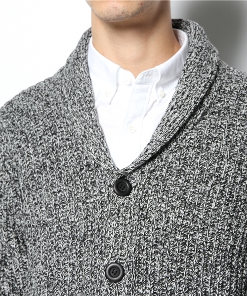 WEGO（ウィゴー）の「WEGO/ABヤーン片畦ショールカーディガン（カーディガン/ボレロ・メンズ・ブラック/グレー/ベージュ/ワイン・LARGE/MEDIUM）」の10枚目の写真