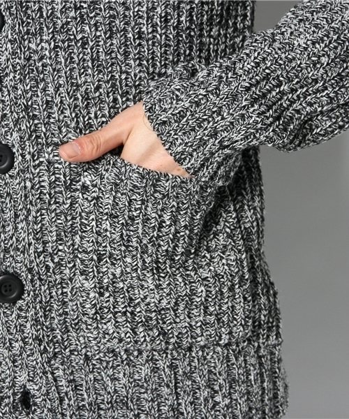 WEGO（ウィゴー）の「WEGO/ABヤーン片畦ショールカーディガン（カーディガン/ボレロ・メンズ・ブラック/グレー/ベージュ/ワイン・LARGE/MEDIUM）」の11枚目の写真