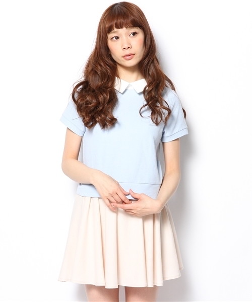 Chico（チコ）の「ワッフル衿付きTOPS（Tシャツ/カットソー・レディース・ホワイト/ブルー/グレー/ネイビー・FREE）」の5枚目の写真