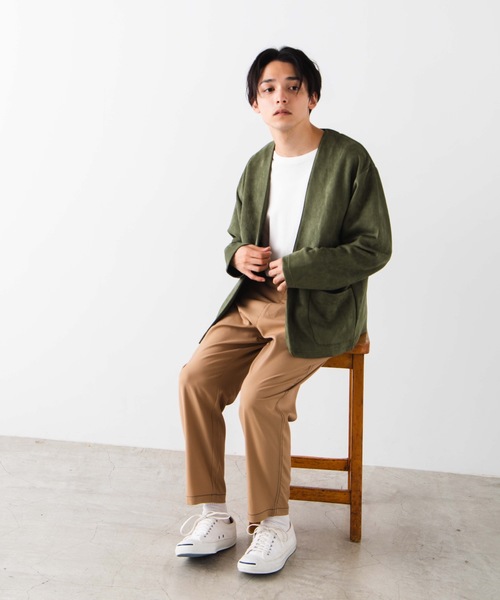 WEGO（ウィゴー）の「WEGO/フェイクスエードノーカラーカーディガン