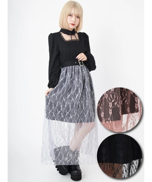 Ank ワンピーススピンドルチョーカーワンピース ワンピース Ank Rouge アンクルージュ のファッション