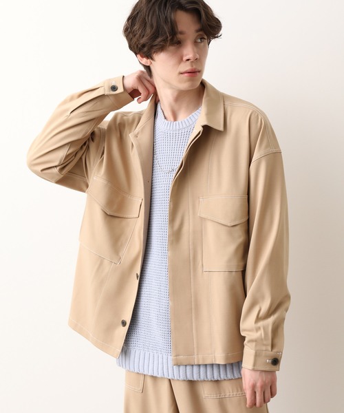 JUNRED（ジュンレッド）の「ラスターツイルトラッカージャケット（ブルゾン・メンズ・ブラック/ベージュ・S/M/L）」の2枚目の写真