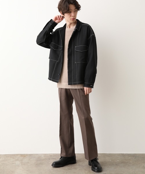 JUNRED（ジュンレッド）の「ラスターツイルトラッカージャケット（ブルゾン・メンズ・ブラック/ベージュ・S/M/L）」の16枚目の写真