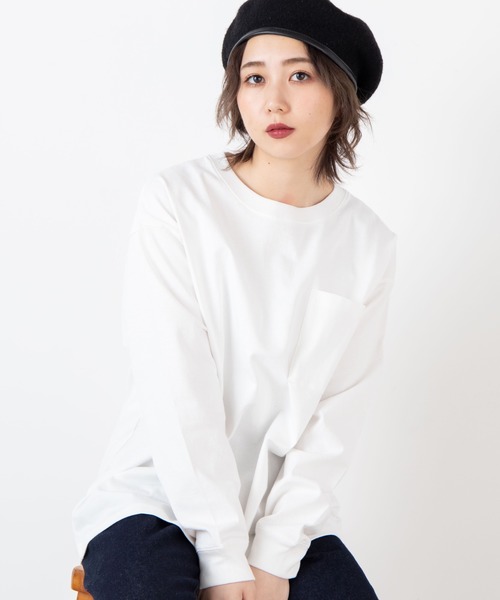 WEGO（ウィゴー）の「WEGO/ルーズロングスリーブT（Tシャツ/カットソー・レディース・ホワイト/ブラック・FREE）」の2枚目の写真