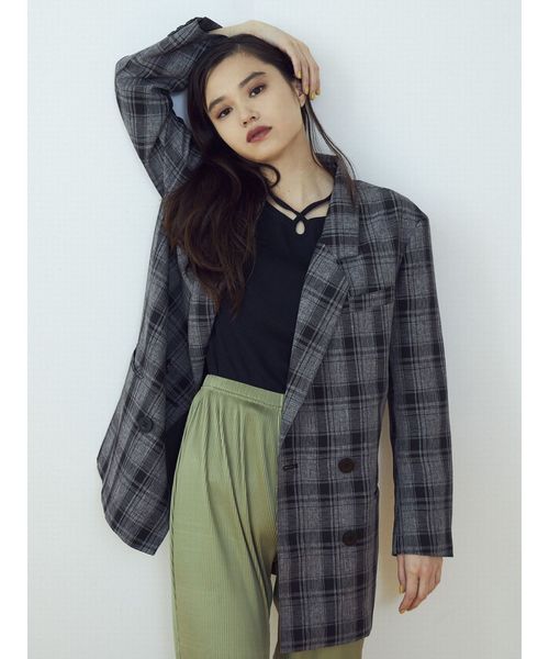 EMODA(エモダ)の「2WAYカッティングトップ(Tシャツ/カットソー・レディース・ブラウン/ブラック/ホワイト/ライム・FREE)」の8枚目の写真