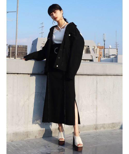 EMODA(エモダ)の「2WAYカッティングトップ(Tシャツ/カットソー・レディース・ブラウン/ブラック/ホワイト/ライム・FREE)」の16枚目の写真