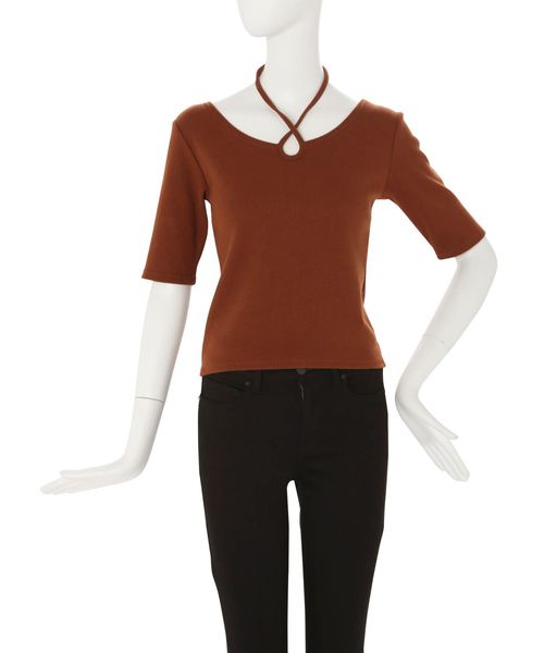 EMODA(エモダ)の「2WAYカッティングトップ(Tシャツ/カットソー・レディース・ブラウン/ブラック/ホワイト/ライム・FREE)」の19枚目の写真