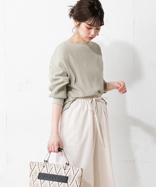 natural couture（ナチュラルクチュール）の「春カラーワッフルプルオーバー（Tシャツ/カットソー・レディース・ブラック/ベージュ/オフホワイト/ミント・FREE）」の4枚目の写真