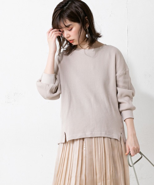 natural couture（ナチュラルクチュール）の「春カラーワッフルプルオーバー（Tシャツ/カットソー・レディース・ブラック/ベージュ/オフホワイト/ミント・FREE）」の15枚目の写真