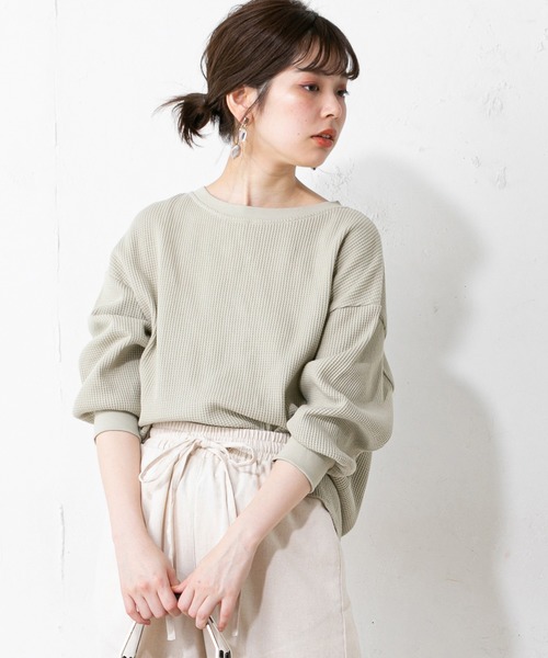 natural couture（ナチュラルクチュール）の「春カラーワッフルプルオーバー（Tシャツ/カットソー・レディース・ブラック/ベージュ/オフホワイト/ミント・FREE）」の20枚目の写真