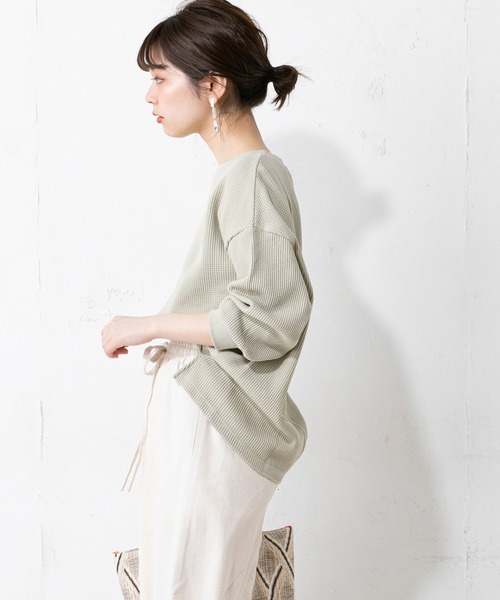 natural couture（ナチュラルクチュール）の「春カラーワッフルプルオーバー（Tシャツ/カットソー・レディース・ブラック/ベージュ/オフホワイト/ミント・FREE）」の9枚目の写真